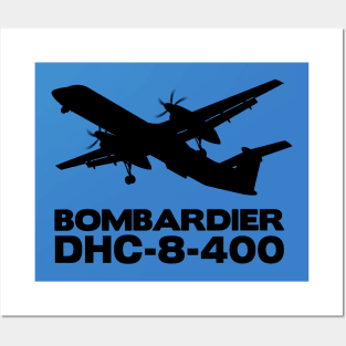 Bombardier Dash 8-400 Silhouette Print (Black) Posters and Art